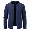 Nuevo Cardigan de Punto con Cuello Alto y Textura de Espiga para Hombre de Comercio Exterior Suéter Abrigo de Manga Larga de Negocios Multicolor Dropshipping