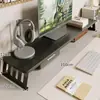Soporte para computadora de escritorio para oficina en casa, con un elevador de monitor de doble capa y estantes de almacenamiento