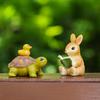 Miniatura de conejo de dibujos animados, adorno decorativo para escritorio, resina creativa, para jardinería y paisajismo.