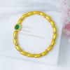 Joias Ouro Quebrado Trevo de Quatro Folhas Pulseira Feminina Luxo Leve Sensação de Alta Qualidade Contas de Ouro Olho de Gato Pulseira Elástica Sha Jin Longa Duração