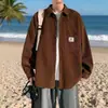 Chamarra tipo camisa de trabajo estilo americano para hombre, nuevo modelo primavera y otoño 2026, corte holgado, camisa casual retro japonesa de manga larga