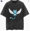 Playera de Manga Corta para Pareja Lavada Animación Secundaria Fairy Tail Cola de Duende Suministro Transfronterizo Exportación