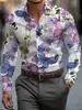 Camisa Casual para Hombre Cómoda Elástica en Cuatro Direcciones Estampado Floral 3D de Manga Larga Tendencia Europea y Americana Transfronteriza Amazon para Hombre