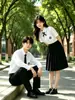 Conjunto de uniforme escolar unisex estilo academia con camisa blanca de secundaria falda plisada para estudiantes de preparatoria uniforme de clase atuendo para actuación coral foto de graduación