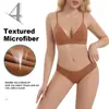 Conjunto de Lingerie Zhanrun Cross-Border Br15 Ds03 Sutiã Feminino Sem Costura Sem Aro Copo Triângulo Canelado Calcinha