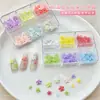 Decoraciones para Uñas Flor de Cinco Pétalos Color Dopamina Mezcladas con Mini Flores de Resina Blanca Rhinestones Accesorios DIY