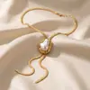 Conjunto de joias e acessórios e ornamentos com pingente de liga de pérola barroca em formato Y, de origem europeia e americana, estilo vintage, transfronteiriço