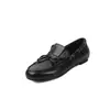 Mocassins de couro lavado estilo britânico com laço 2026 outono para o trabalho plano bico redondo couro genuíno sapatos femininos
