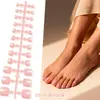 Tiras de Uñas de Pies de Alto Brillo Más Vendidas de Amazon, Paquete de 24 Piezas, Parches para Uñas de Color Sólido, Sin Sellador, Uñas Postizas