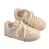 Zapatos de Cuero con Panel de Panal para Mujer 2025 Otoño Nuevos Versátiles Estudiante Suela Gruesa Casual Blancos Tendencia Ins