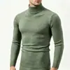 Suéter de Cuello Alto para Hombre 2026 Otoño Invierno Color Sólido Corte Ajustado Talla Grande Manga Larga Jersey de Punto Casual Cálido Capa Base