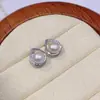 Aretes de Tachuela Luna Morada Tian Perla Natural de Agua Dulce Chapado en Cobre Blanco K Puesto Callejero Souvenir de Viaje Suministro Pendientes al Por Mayor