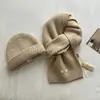 Conjunto de Chapéu e Cachecol 100% Lã Pura Peça Única Cor Lisa Masculino e Feminino Outono e Inverno Conjunto Combinado Espesso e Quente Transfronteiriço