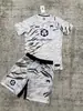 Traje Deportivo de Amazon Transfronterizo con Estampado 3D Holgado Casual Talla Grande Camiseta de Manga Corta Top Jersey