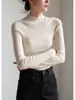 Tejido sin costuras SS STUDIO, elegante y con estilo, suéter de lana para mujer de cuello semi-alto, perfecto para usar en capas en otoño