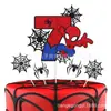 Decoración de pastel de cumpleaños de Spider-Man transfronteriza, tarjeta de pastel para fiesta temática de superhéroes con brillo de doble cara