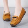 Sapatos Vazados de Verão Plus Size Transfronteiriços Sapatos Casuais Planos Femininos Sapatos de Mãe Boca Rasa Sapatos Caracol Femininos Antiderrapantes com Furos