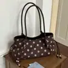 Bolso de mano informal de ante con lunares para mujer, gran capacidad, nueva colección de otoño 2026, bolso tote retro para el día a día, bolso de hombro y bolso de axila