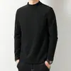 Nova blusa masculina de gola alta de manga comprida para o outono, estilo coreano, moderna, camiseta preta pura para o outono