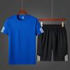 Conjunto de Roupa Esportiva para Corrida de Verão Masculino Solto de Secagem Rápida Manga Curta Shorts Conjunto Casual Moderno Tamanho Grande Conjunto de Comércio Exterior