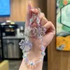 Cadena de Teléfono de Cristal con Lazo Translúcido Estilo Nuevo de Ensueño, Colgante Exquisito de Nicho para Bolso de Niña, Lanyard de Teléfono con Perlas