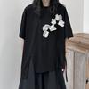 Camiseta de Mujer de Manga Corta con Abertura de Flor Estilo Coreano Yohji Yamamoto Verano 2023 Nuevo Diseño Holgado Versátil