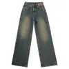 Jeans Retrô Wide Leg Feminino Verão Fino 2024 Novo Tubo Reto Solto Tendência Marca Cintura Alta Calças Mop Femininas