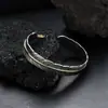 Pulseira de Pena com Padrão de Grama Tang Vintage para Homens, Design Criativo da Moda, Pulseira Aberta Envelhecida, Acessório Simples e Único da Moda