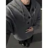 Suéter de Punto con Capucha Estilo Retro Americano Gris 8XL para Hombre, Suéter Grueso de Invierno Estilo Perezoso, Chaqueta Sudadera Capa Interior