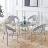 Mesa de Té y Sillas para Balcón Combinación Silla de Ratán Juego de Tres Piezas Patio Exterior Área de Ocio al Aire Libre Diseño Mesa y Sillas Pequeñas para Balcón