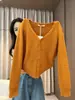 Nuevo cárdigan de punto con encaje y cuello en V para otoño para mujer, elegante, adelgazante, estiloso y versátil