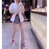 9113 Da Ai Mei Yi Yuan 2026 Primavera/Verano Nueva Chaqueta Blanca con Capucha Estilo Coreano Pantalones Cortos de Moda Casual para Mujer Tendencia