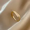 Anillo Estilo Lujo Ligero Exquisito Retro Francés Temperamento de Gama Alta Diseño de Línea Geométrica Zirconia Anillo Abierto Anillo
