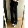 Calça esportiva masculina estilo americano, nova coleção primavera/outono 2026, caimento solto, perna reta, moderna, perna larga, casual de rua, calça longa