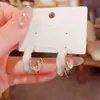 Novos brincos elegantes e estilosos em forma de C com onda em aquarela, brincos coreanos de alta qualidade, simples e versáteis, personalizados em azul royal