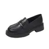 Zapatos de cuero para mujer de suela gruesa estilo británico, nuevos mocasines versátiles estilo universitario otoño 2026, zapatos planos versátiles sin cordones