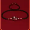 Pulsera de Cuerda Roja con Hebilla Ping An de Cinabrio, Año de Vida de Pareja, Tejida Ajustable, Cuerda de la Suerte, Joyería de Regalo para Mejores Amigos