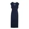 Vestido Midi de Mezclilla con Encaje Patchwork Elegante para Mujer Estilo Europeo y Americano Transfronterizo 2026 Nueva Moda 2949022