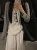Blusa Gris Estilo Coreano Delgada Suave Protección Solar Verano Suelta Manga Larga Cárdigan con Chal Top Camisa para Aire Acondicionado de Mujer