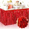 Cortina de Tela de Lluvia Transfronteriza Falda de Mesa 75*275cm Falda de Mesa con Borlas Fiesta Navideña Boda Cumpleaños Diseño de Mesa Cortina de Mesa