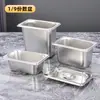Caja de almacenamiento de acero inoxidable con tapa en stock, charola cuadrada para cafetería comercial, charola para servir buffet de comida rápida al por mayor