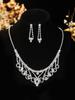 Colar de casamento com strass estilo coreano corrente de garra colar de strass colar para vestido de noiva brincos conjunto de duas peças atacado