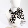 Bufanda Cruzada de Punto Cuadros Blanco y Negro para Mujer, Bufanda Corta Cálida de Lana Estilo Coreano, Chal Protector de Cuello para Otoño e Invierno, Versátil