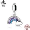 Ivor Original Novo s925 Pulseira de Pingente de Prata Esterlina Colorido Arco-Íris Cor Pingente Conta Jóias Acessórios