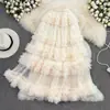 Falda de malla adelgazante de cintura alta AliExpress cintura elástica longitud media hasta la rodilla multicapa con volantes falda tipo pastel súper de hadas