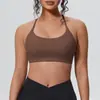 Nuevo Estilo Camiseta de Yoga de Sensación Desnuda con Tirantes Finos, Almohadillas de Pecho Extraíbles, Sujetador Deportivo con Hermoso Diseño de Espalda, Sujetador de Fitness Push-Up