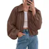 2026 Amazon Europeo y Americano Comercio Exterior Transfronterizo Otoño Nuevo Estilo Cuello Solapa Mangas Abullonadas Cremallera Chaqueta Corta Abrigo de Mujer