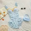 Ins Puro Desejo Dopamina Praia High-End Doce Roupa de Banho Feminina Peça Única Com Aro Push-Up Modeladora Roupa de Banho para Fonte Termal