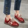 Zapatos Retro Hechos a Mano de Piel de Vaca de Primera Capa Primavera 2025 Nuevos Zapatos de Mujer Suela Blanda No Cansan los Pies Resistentes al Desgaste Zapatos Rojos de Entrenamiento Moral para Mujer