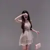 Vestido Pequeño y Elegante 2026 con un Aire de Socialité, Falda Corta de Malla que Ceñe la Cintura, Sin Mangas con Cuello Halter, Vestido Súper Bonito para Niñas